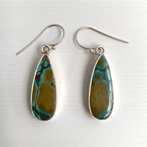 Turquoise earrings with silver border